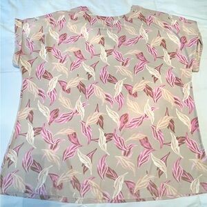 Denim & Co. Plus Size Floral Leaf Print Top